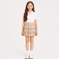 thumbnail image 2 of Domzest Girls Plaid A-line Skorts Kids School Uniform Skirt Pleated Comfy Elastic Waist Mini Skirt with Lining Yellow 120:5-6Y, 2 of 8