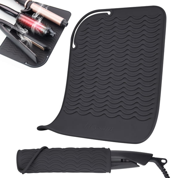 2PCs Flat Iron Hair Straightener Silicone Heat Resistant Mat Pad for Hot Hair Tools and Curling Irons