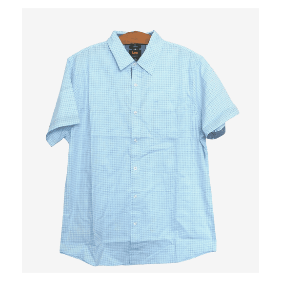 Lee Shirt Button Down Short Sleeve Abstract Design,Blue,L