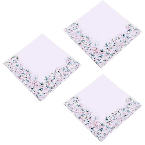 3Pcs Women Hankies Embroidered Fragmented Flowers Hanky Florals Assorted Cotton Handkerchief
