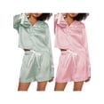 thumbnail image 2 of Michellecmm  Women Lounge Set Long Sleeve Lapel Button Up Tops Bow Shorts, 2 of 7