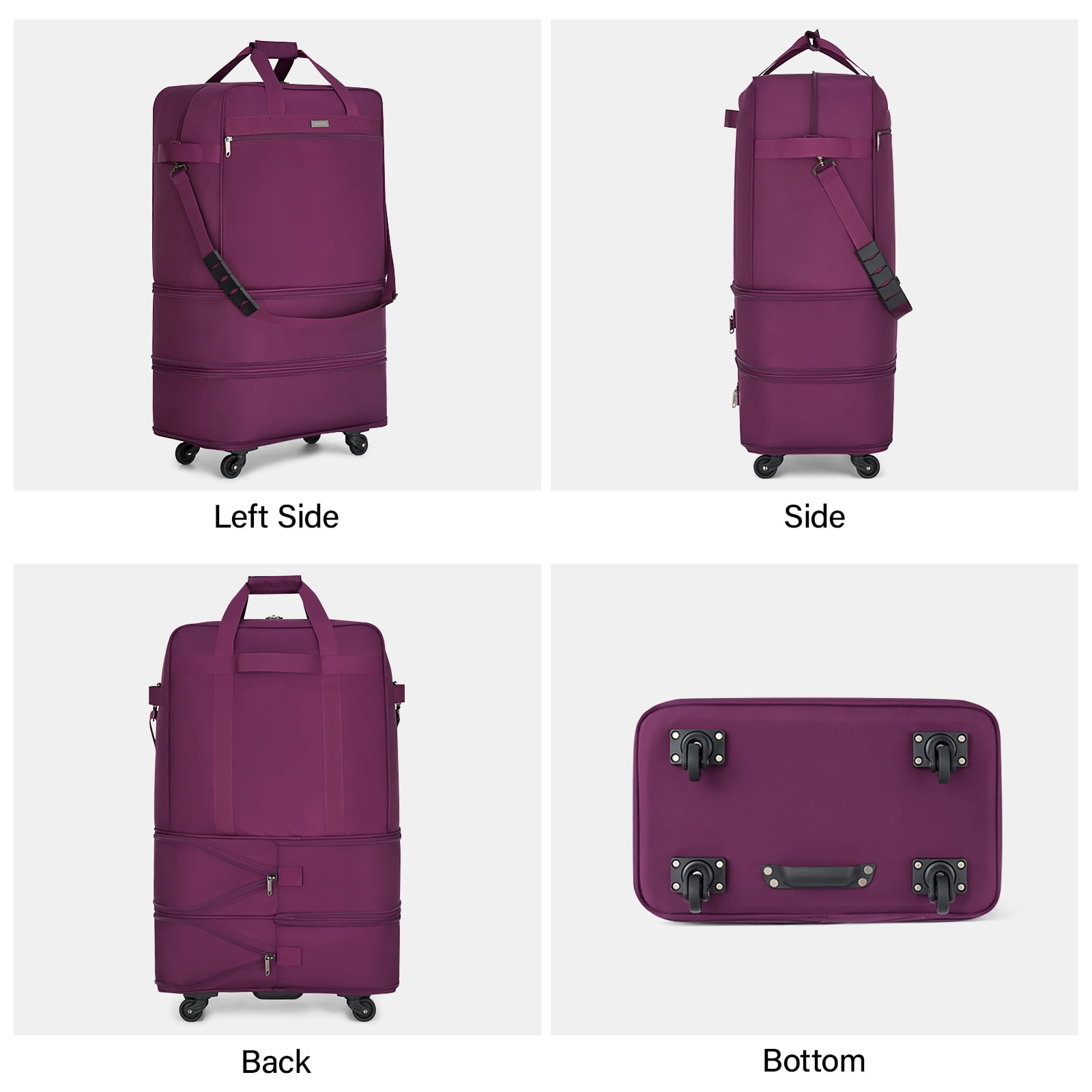 Hanke Suitcases with Wheels Expandable Foldable Luggage Bag Suitcase Collapsible Rolling Travel Bag Duffel Bag for Men Women Lightweight Suitcases,Purple