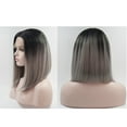 thumbnail image 3 of Unique Bargains Lace Front Wigs Medium Long Straight Bob for Women Lady Gray, 3 of 8