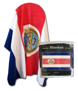 NEW LOWER PRICE FREE SHIP COSTA RICA  FLAG FLEECE THROW BLANKET   50" x 60" 