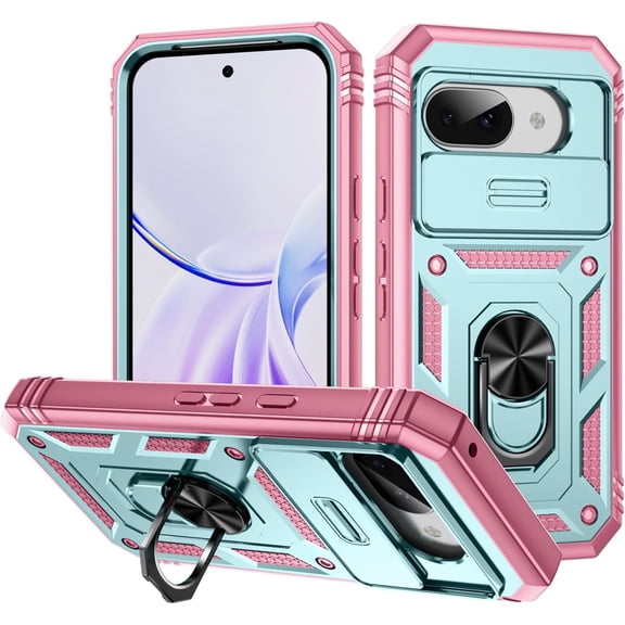 MYKOMI Compatible with Google Pixel 9a Case 360° Metal Rotated Ring Holder Kickstand【Camera Protection】 Military - Grade Heavy Duty for Pixel 9a Phone Case 2025