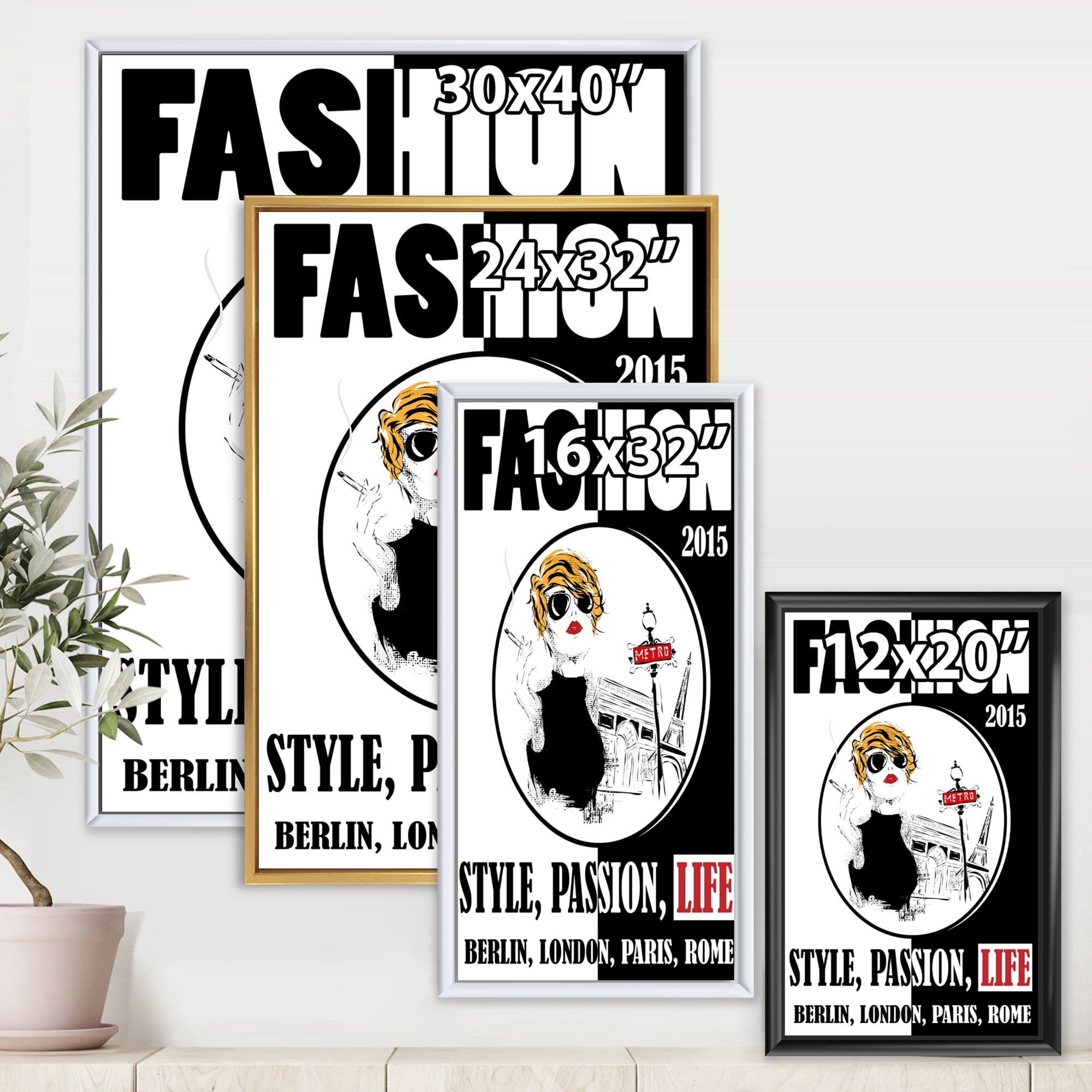 Designart 'Style Passion Life Fashion Woman I' Vintage Framed Canvas Wall Art Print