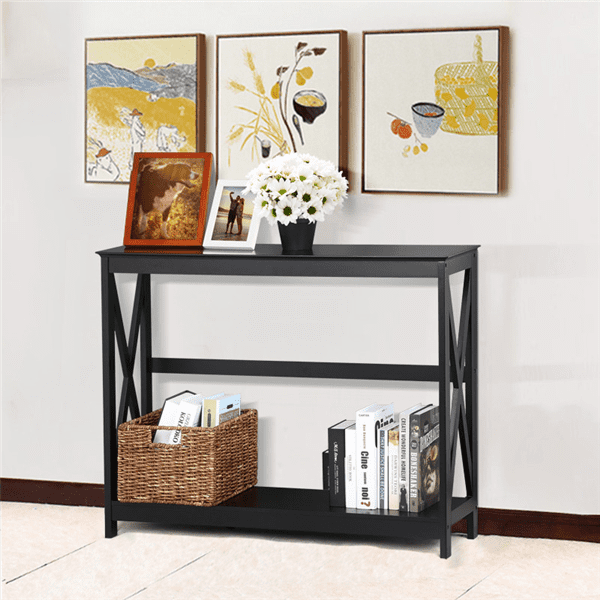 Yaheetech 2 Tier X Design Hallway Large Console Table Entryway