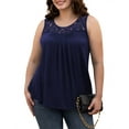 thumbnail image 2 of VOIANLIMO Women's Plus Size Sleeveless Lace Pleated Shirts Summer Blouses Tunic Tank Tops M-4XL, 2 of 4