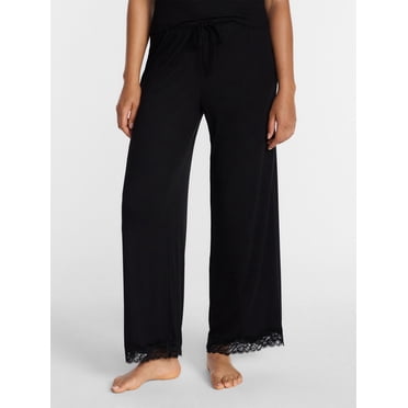 Joyspun Women’s Lace Trim Ribbed Pants, 30'' Inseam, Sizes XS-3X