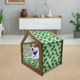 thumbnail image 3 of Leaves Pet House, Foliage Pattern Doodle Style Illustration Composition of Nature, Outdoor & Indoor Portable Dog Kennel with Pillow and Cover, 5 Sizes, Pale Green Fern Green, by Ambesonne, 3 of 5