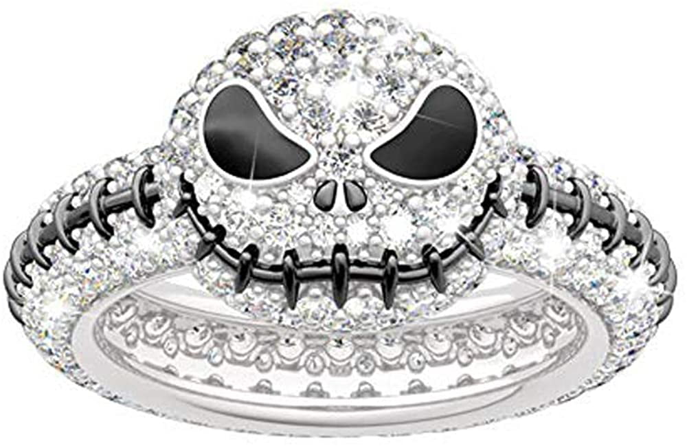 3Ct Princess Cut Diamond Jack Skellington Engagement Ring 14k White Gold Finish 