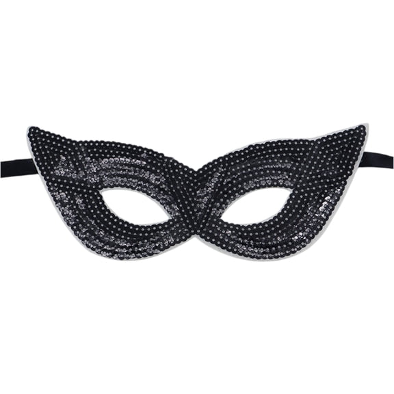 Womens Mardi Gras Sequin Mask Costume Shining Fleur De Lis Lace-Up Mask Masquerade Venetian Carnival Mask for Party Decorations 1 PC Black One Size