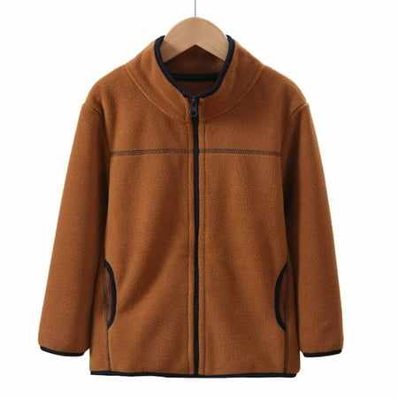 

Spazoro Toddler Girls Boys Outwear Jackets Crew Neck Fall and Winter Warm Clearance Coats for Girls Brown Size 9-10T