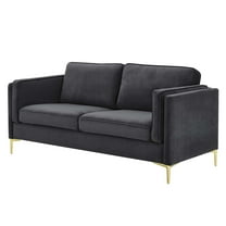 Sofa, Velvet, Dark Grey Gray, Modern Contemporary Urban Design, Living Lounge Room Hotel Lobby Hospitality