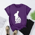 thumbnail image 5 of HOMBOM Purple Womens Dress Easter Blouse Short Sleeve Crew Neck T-shirt Easter Bunny Print Short Sleeve Womens Tops XXL, 5 of 5