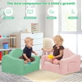 thumbnail image 4 of babyeap Kids Sofa,2-in-1 Soft Toddler Couch Fold Out,Toddler Chair Baby Convertible Couch for Girls and Boys,Green, 4 of 9