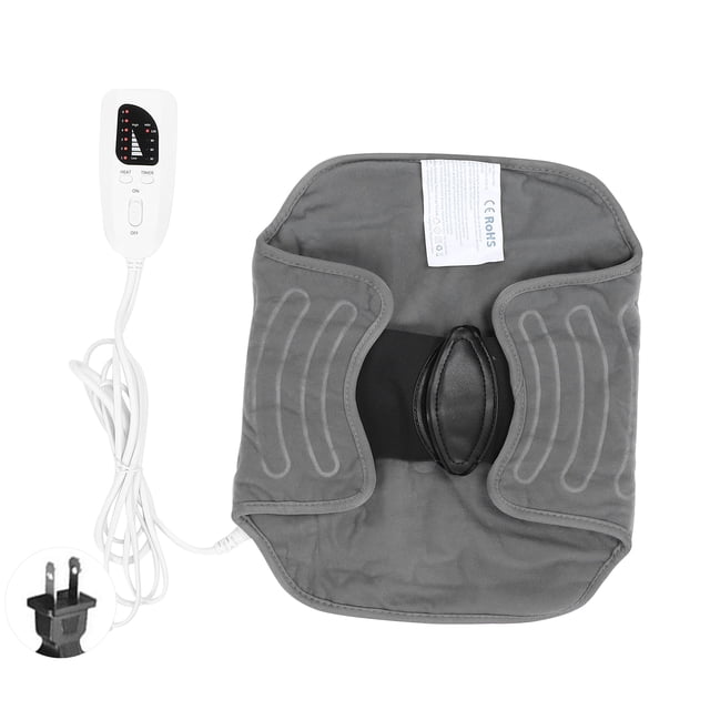 ATTOE Heating Waist Belt Electric Heated Abdominal Lower Back Massage Pads Wrap Dark GrayUS Plug 110V-095431