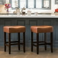 thumbnail image 3 of 26.75"H Upholstered Counter Height Barstools Set of 2,Modern Backless Leather Bar Stools,Easy to Clean,Dining Chairs for Dining Room, Living Room,Cafe, Bar, Brown, 3 of 9
