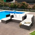 thumbnail image 1 of Gymax 5PCS Outdoor Patio Rattan Conversation Sofa Furniture Set w/ White Cushions, 1 of 10