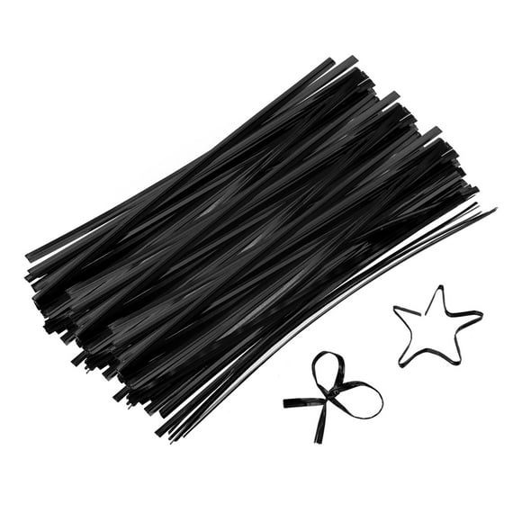 6" Twist Ties, Metallic Twist Ties, Reusable Plastic Coated Twist Ties, Pack of 800, Black