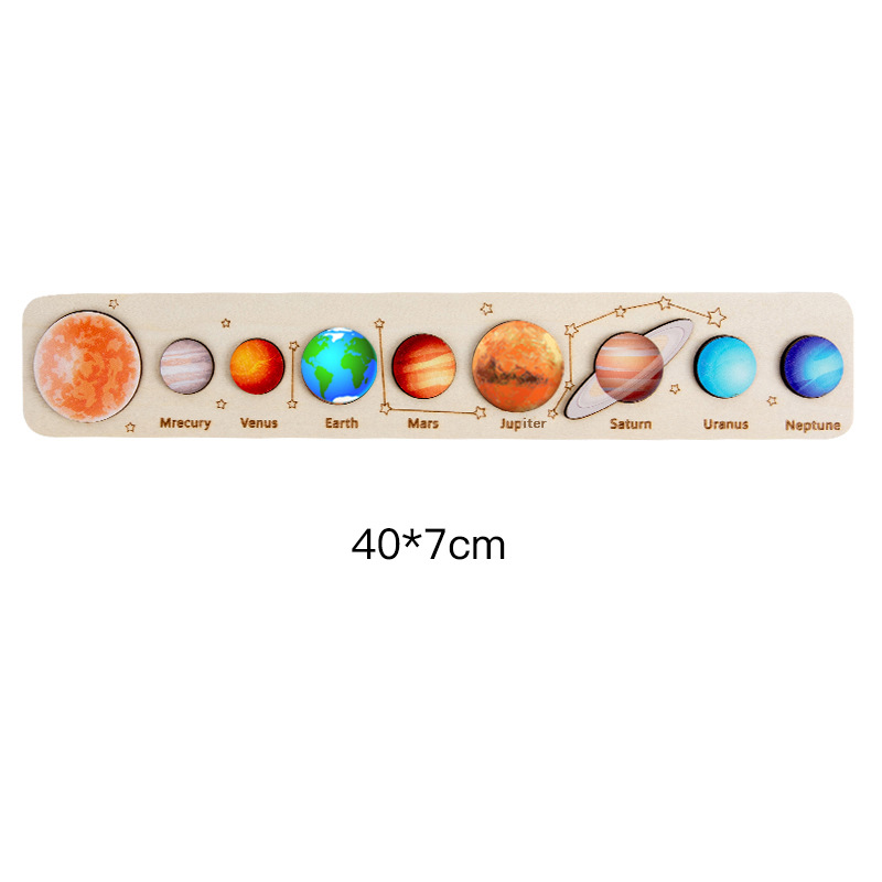 FUNNYFAIRYE Wooden Toys Eight Puzzle Earth Sun Solar System