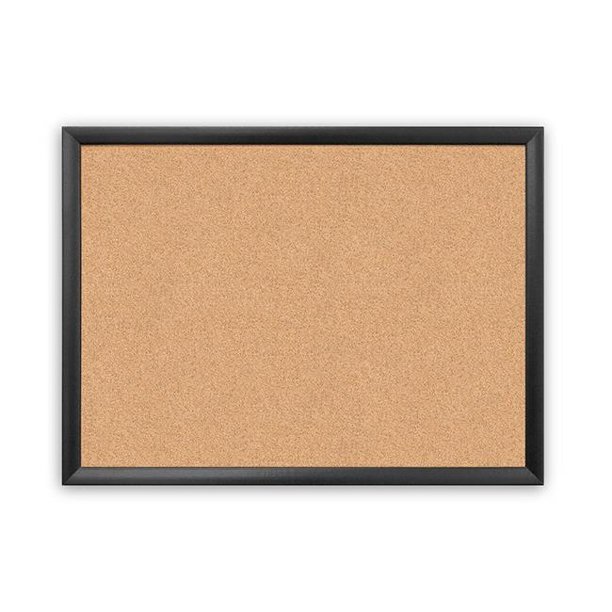 Cork Bulletin Board, 23 x 17 Inches, Black Wood Frame