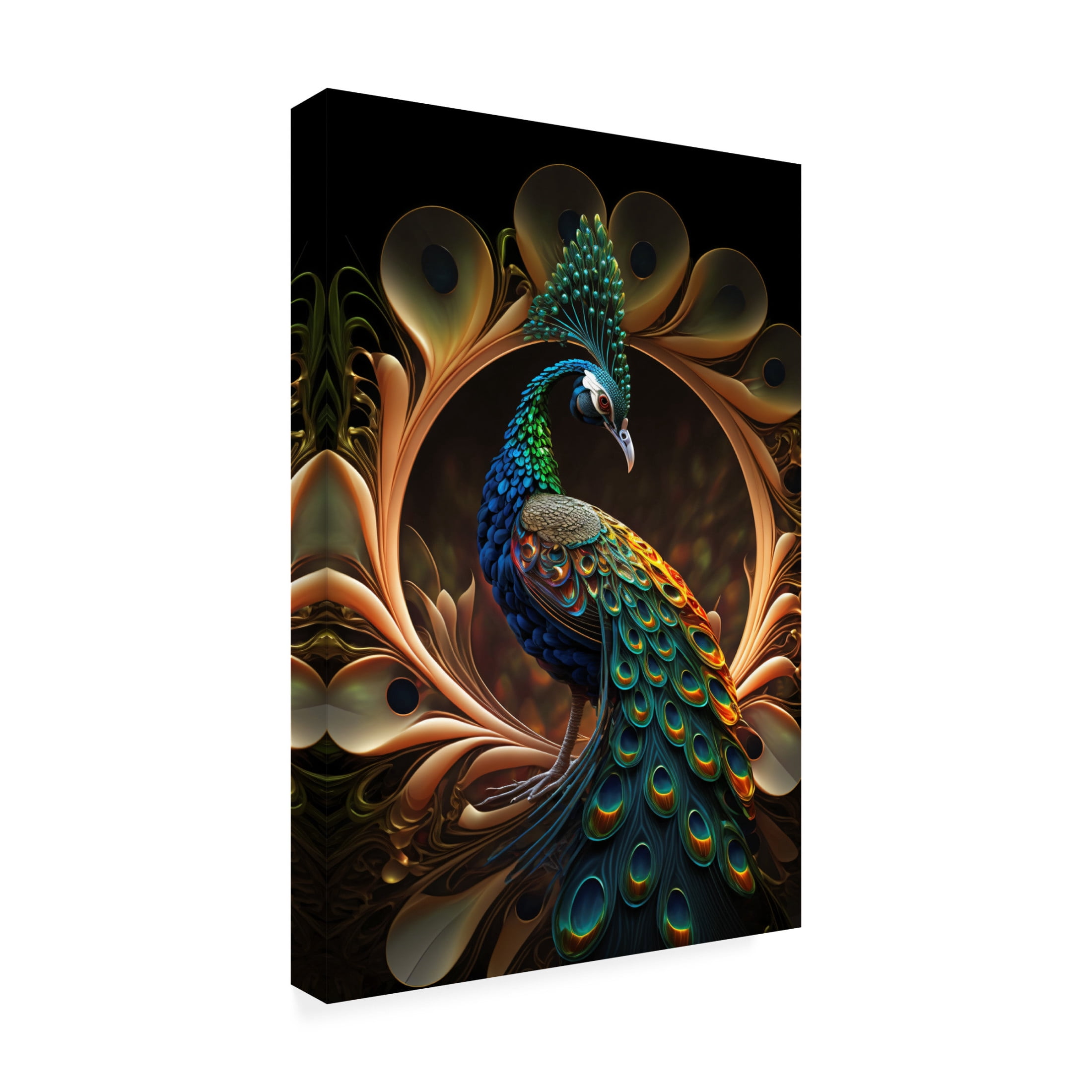 Canvas Wall Art - Ray Heere 'Proud Peacocks 31' Wall Art for Living Room, Bedroom, or Office Décor by Trademark Fine Art - 30 x 47 Inches