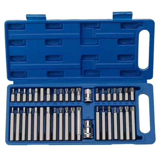 Kit de 40 puntas hexagonales de estrella, accesorios estándar métricos, juego de puntas Torx Azul