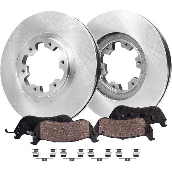 Detroit Axle - Front Brake Kit for 1998-2004 Nissan Pathfinder INFINITI QX4, Disc Brake Rotors Ceramic Brakes Pads with Hardware 1999 2000 2001 2002 2003 Replacement : 11.81" inch Rotor