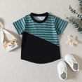 thumbnail image 5 of TOWED22 Toddler Kid Boy Outfits 2Pcs Striped Short Sleeve T-Shirt and Solid Color Shorts Summer Clothes Set Black,6-12 M, 5 of 9