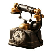 LIYJTK Vintage Phone Decor,Rotary Dial Design Resin Metal Retro Landline Telephones Decorative Phone Model for Home Cafe Office Hotel Decoration