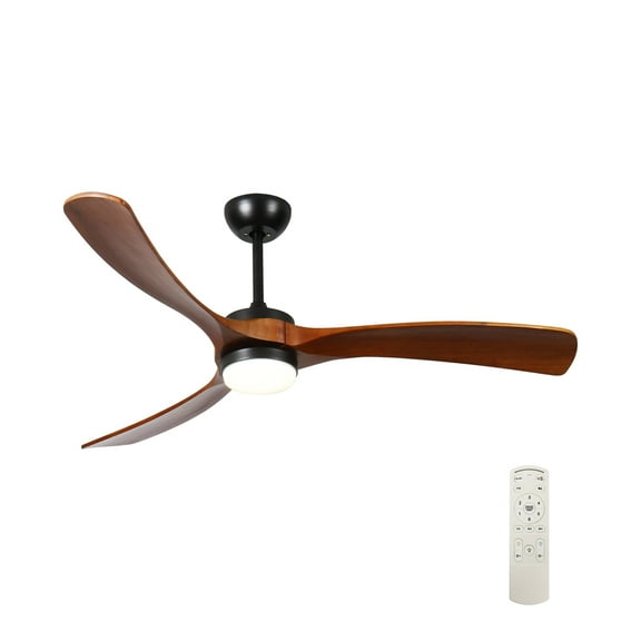 Eowynic 60 Inch Farmhouse Ceiling Fans with Led Lights Remote Control, 3 Solid Wood Blades, 6-Speed