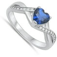 thumbnail image 4 of CHOOSE YOUR COLOR Infinity Heart Blue Simulated Sapphire Ring .925 Sterling Silver Band CZ Female Size 6, 4 of 4