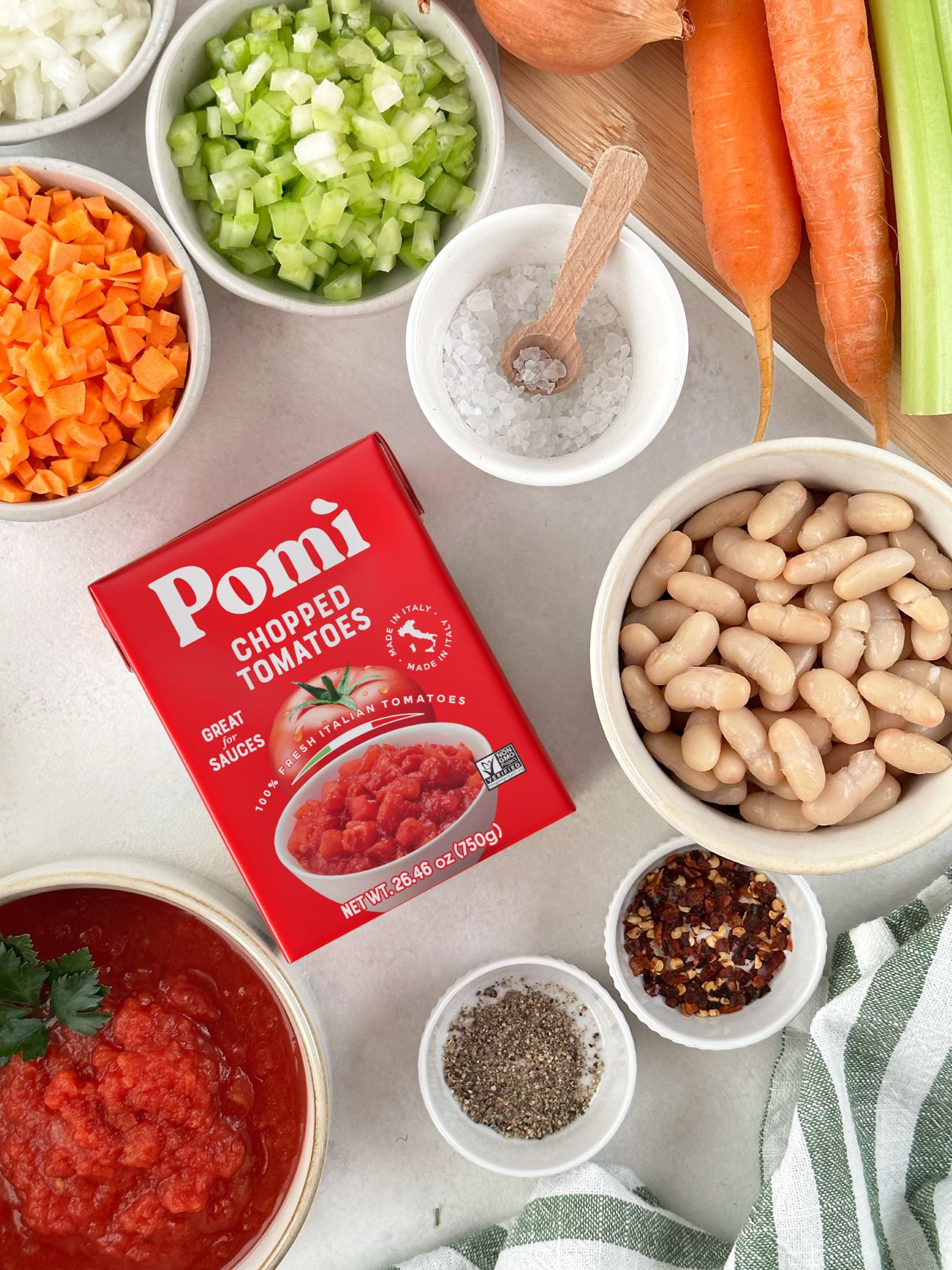 (4 pack) Pomi Chopped Tomatoes, 26.46 oz, 1/4 Cup per serving, 12 servings per Container