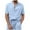 Light Blue, variant on Men's casual henley shirt linen short sleeves turn-up collar shirt beach summer light top
