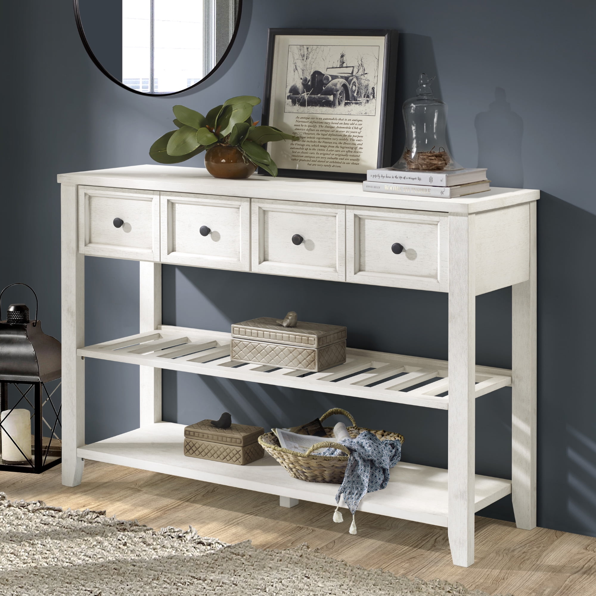 Dana 2Drawer Solid Wood White Buffet Table by Birch Harbor Walmart