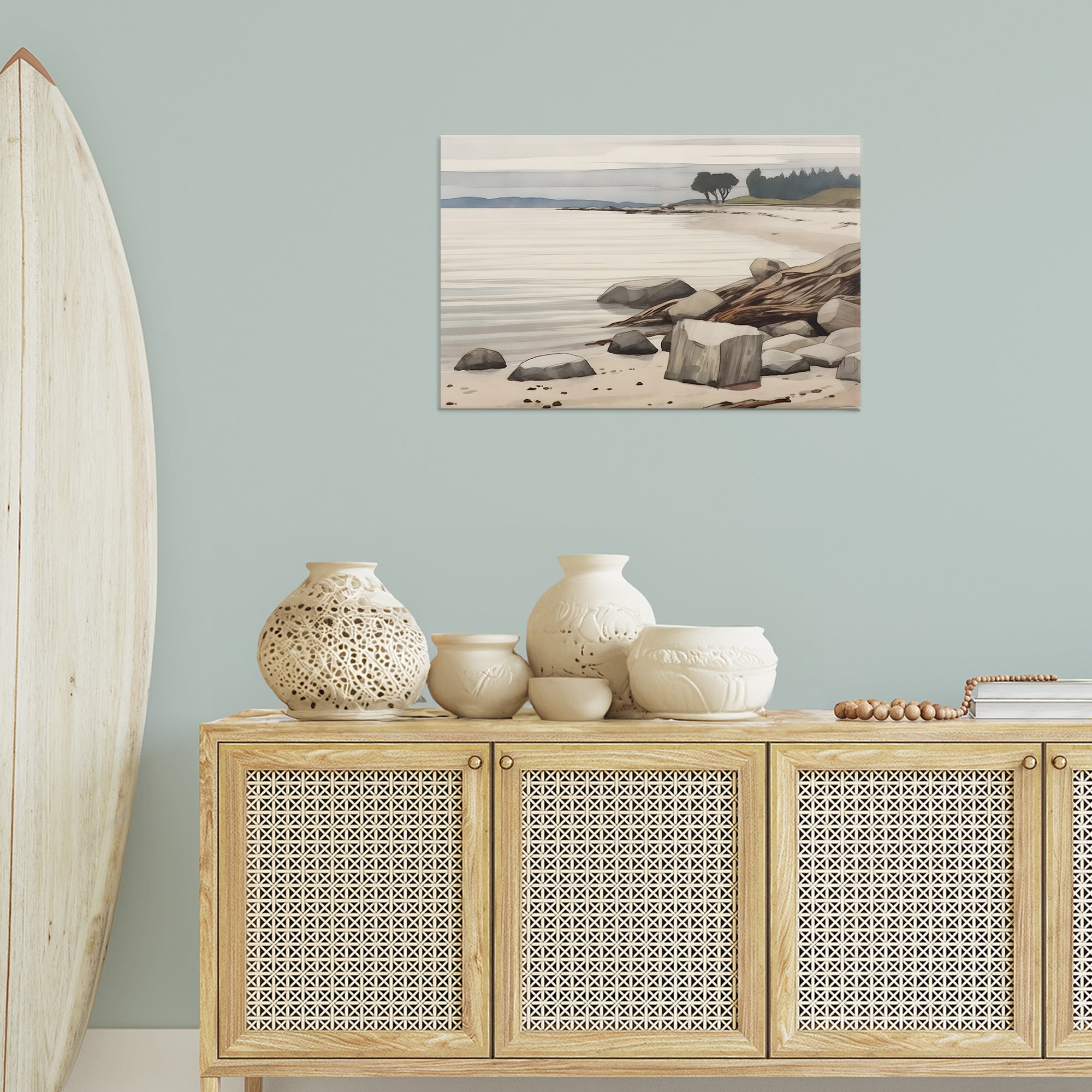 Stupell Industries Beach Rock View Landscape & Nature Painting Wrapped Canvas Art Print Wall Art, 30 x 20