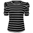 thumbnail image 1 of UANWENN T-Shirts Décontractés pour Femmes Tenues de Tous les Jours Manches Courtes Rayé Col Rond Haut pour l'Été Polyvalent avec Jeans et Pantalons Décontractés T-Shirts et Hauts Femmes Randonnée Hauts Femme Manches Longues, 1 of 9