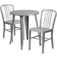 thumbnail image 2 of Emma + Oliver Commercial Grade 24" Round Silver Metal Table Set-2 Vertical Slat Back Chairs, 2 of 5