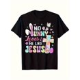 thumbnail image 1 of Ningún conejo me ama como Jesús - Camiseta cristiana de Pascua - Algodón puro suave % S-XXXL - Cómoda camiseta religiosa con conejo juguetón, cruz y estampado floral, ropa casual unisex (negro) - Rega, 1 of 6
