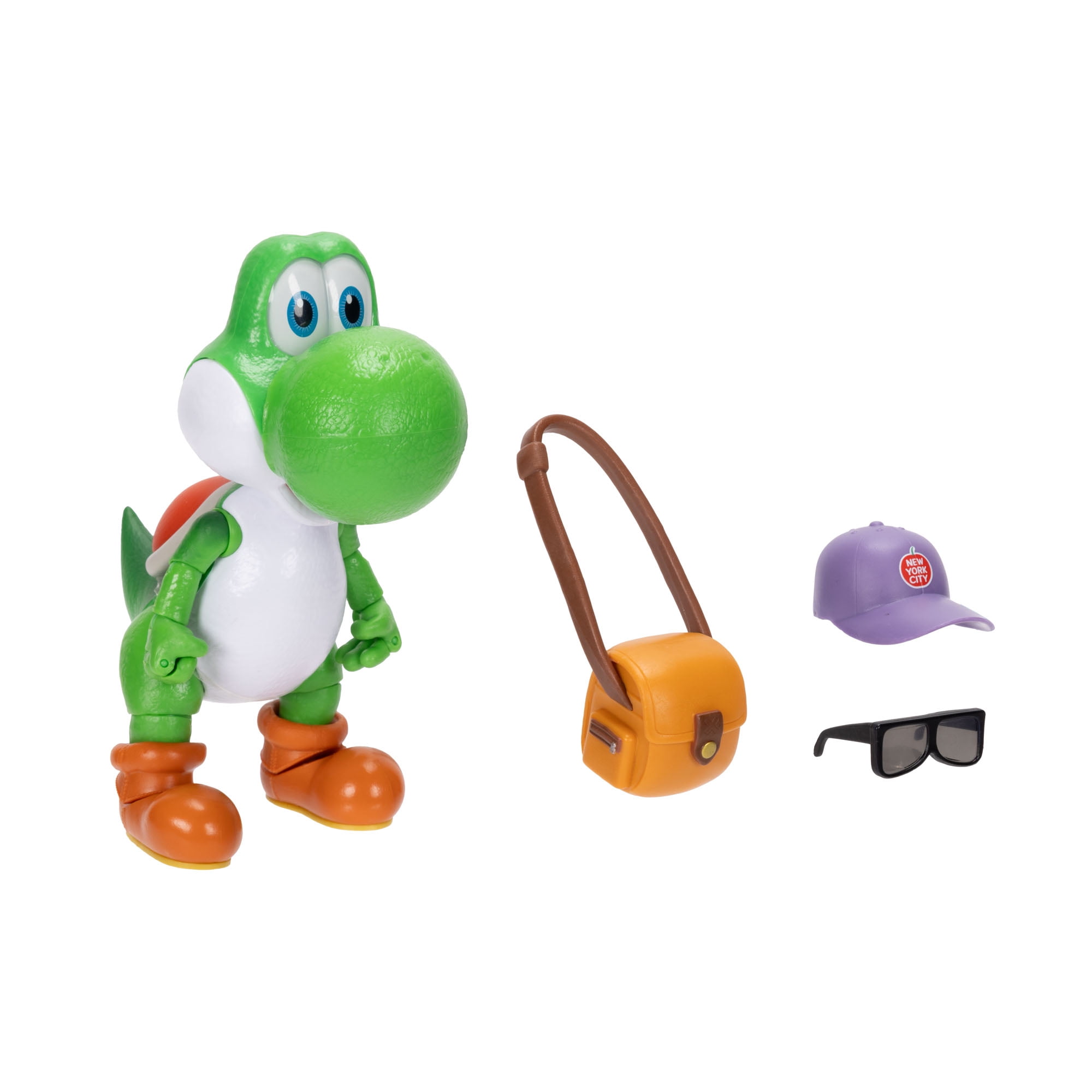 The Super Mario Galaxy Movie - 5 inch Action Figure Series – Yoshi Figure with Hat, Sunglasses, and Satchel Accessories