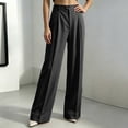 thumbnail image 2 of rsteoinp Wide Leg Pants for Women Fall Striped Dressy Casual High Waist Trousers Baggy Trendy Button Business Office Pants(Black,X-Large), 2 of 7