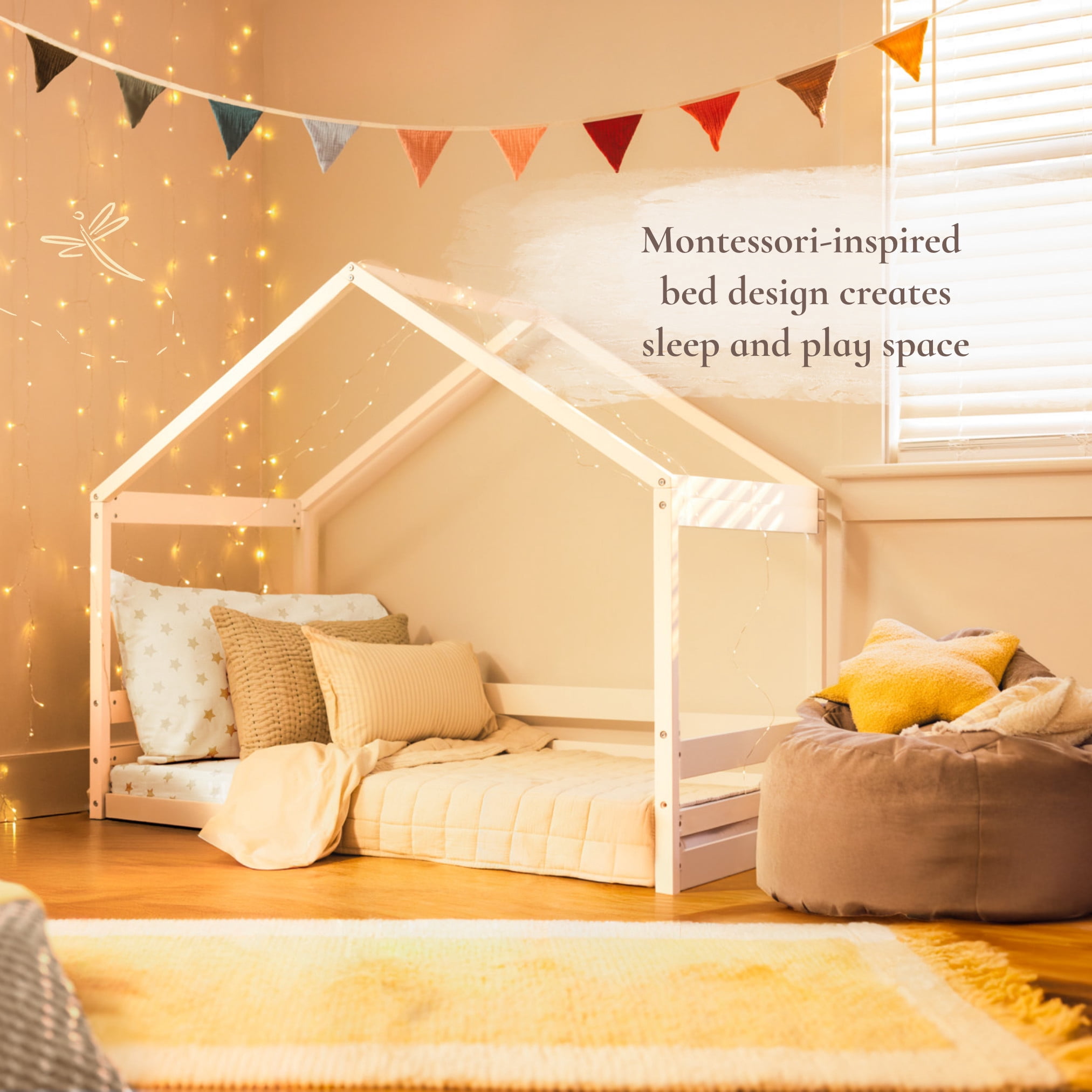 Little Seeds Trellis House Toddler Bed, True White