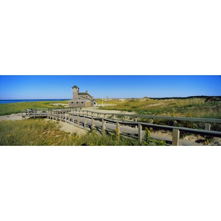 Energy Saving Harbor - Boardwalk leading towards Old Harbor US Life Saving Station Nauset Beach Chatham Barnstable County Massachusetts USA Canvas Art - Panoramic Images (6 x 18)