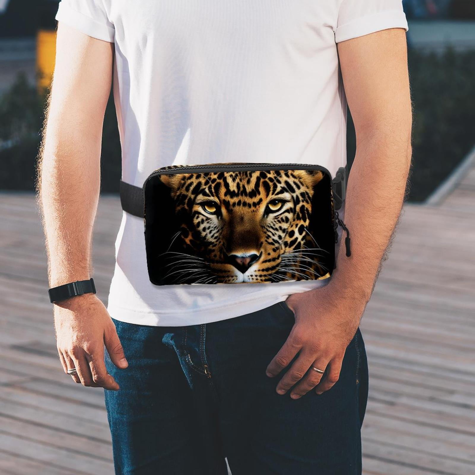 Leopard Lightweight Adjustable Fanny Pack with Extension Strap, Unisex Waist Bag
