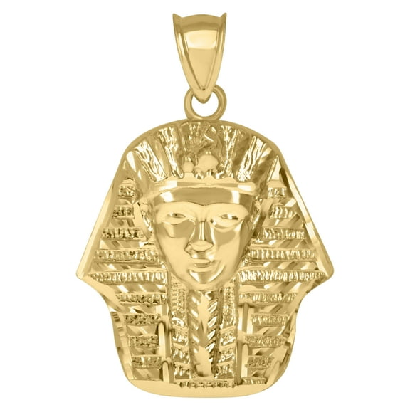 10kt Real Yellow Gold Mens Pharaoh Egyptian Charm Pendant