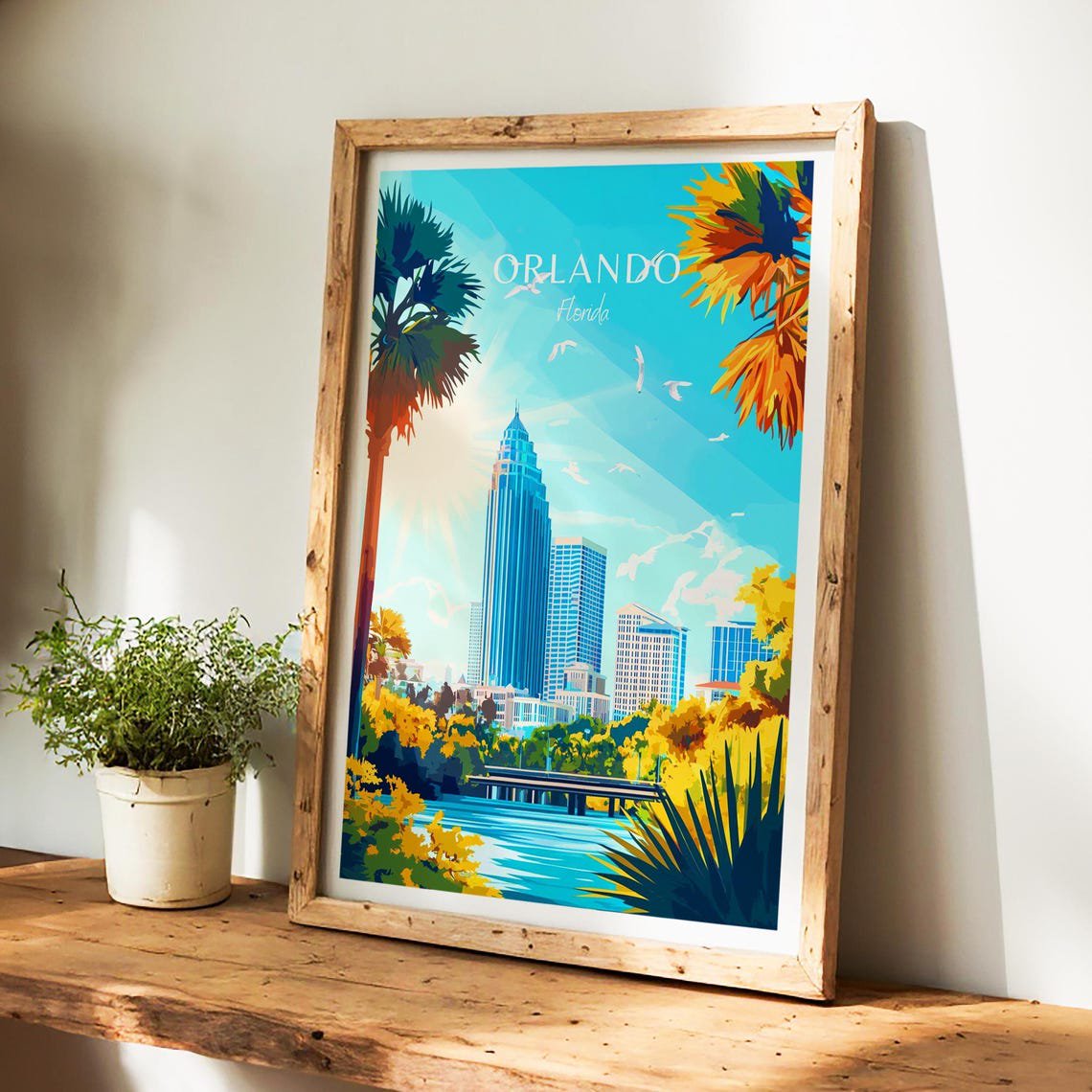 Orlando Florida Travel Gift Wall Art Decor Unframed Paper Print