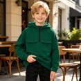 thumbnail image 4 of ITSAME Boys Half Zip Fleece Hoodie Pullover Long Sleeve Loose Fit Casual Fashion Sweatshirt with Chest Pockets Size 12, 4 of 9