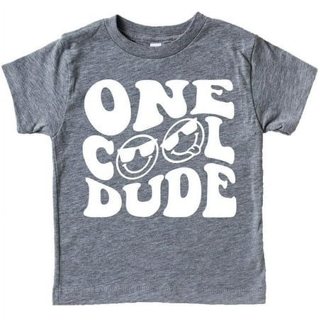 

One Cool Dude Retro Boys First Birthday Shirt & Bodysuit for Boys Granite Heather Shirt 12 Months