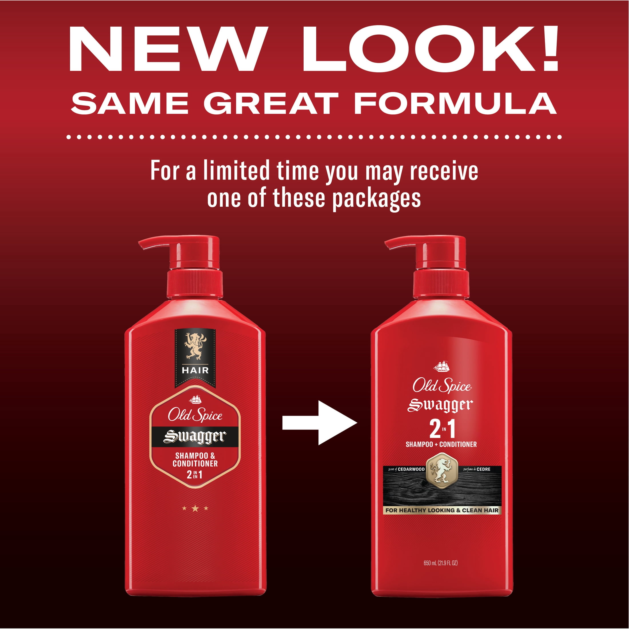Old Spice Swagger 2 in 1 Men's Shampoo and Conditioner, 21.9 fl oz